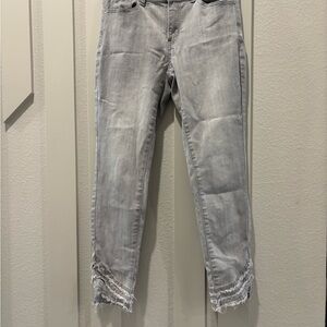 CHARLIE B Gray Ankle Jeans with Distressed Hem